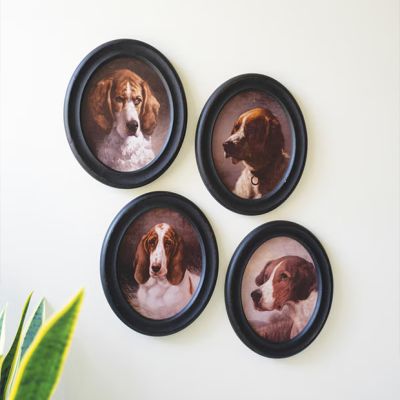 Oval Framed Hound Print Set of 4