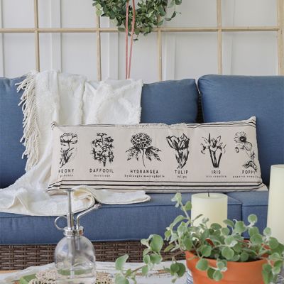 Oversized Simple Botanical Print Lumbar Pillow
