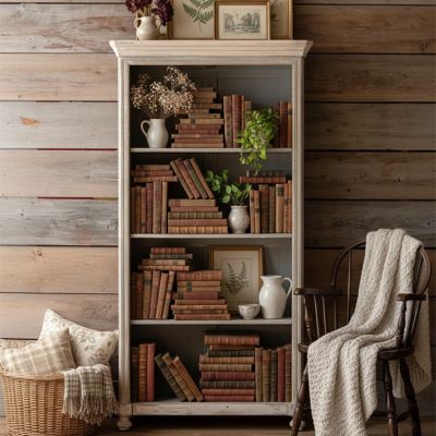 Painted Cottage Bookcase Cabinet