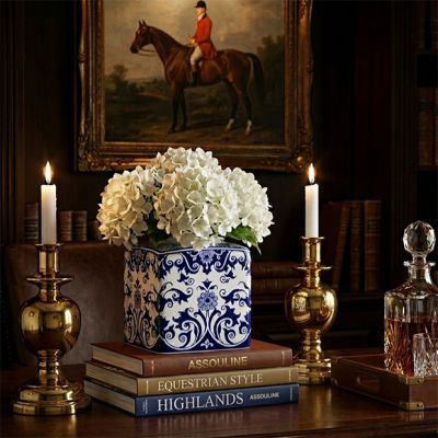 Painted Floral Stoneware Jar With Lid