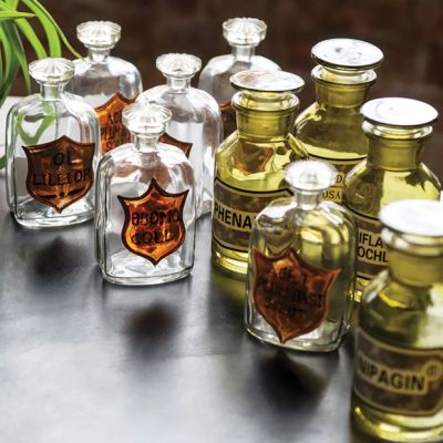 Pharmaceutical Label Apothecary Bottle Set of 4