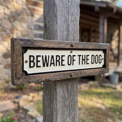 Painted Metal Beware Of The Dog Wall Sign