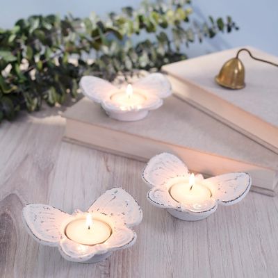 Painted Metal Butterfly Tealight Holder Set of 4