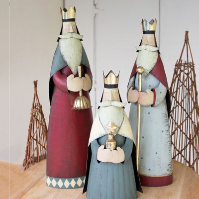 Painted Metal Christmas Kings Set of 3