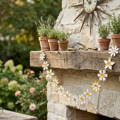 Painted Metal Daisy Garland