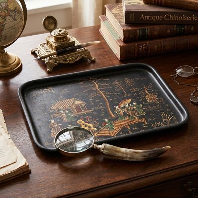 Painted Metal Decorative Chinoiserie Tray