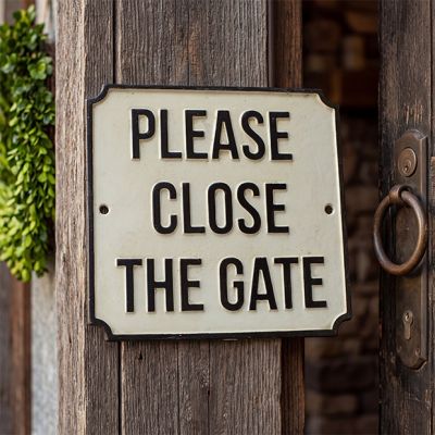 Painted Metal Please Close The Gate Wall Sign