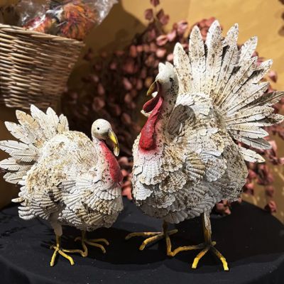 Painted Metal Tabletop Turkey Set of 2