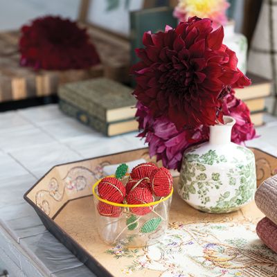 Painted Metal Toleware Decorative Tray