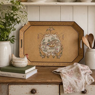 Painted Metal Toleware Decorative Tray