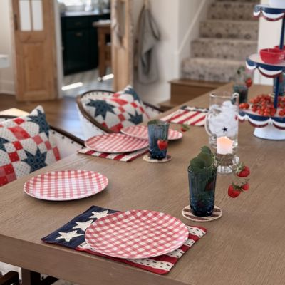Painted Red Gingham Check Plate