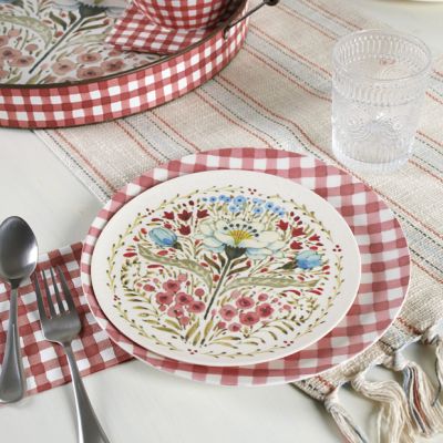 Painted Red Gingham Check Plate