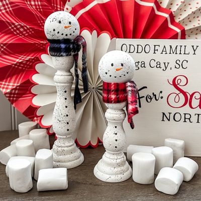 Painted Snowmen Candlesticks Set of 2