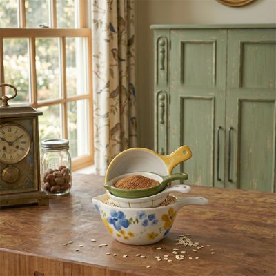 Painted Stoneware Measuring Cup Set of 4
