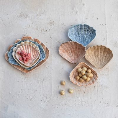 Painted Stoneware Shell Trinket Dish Set of 4