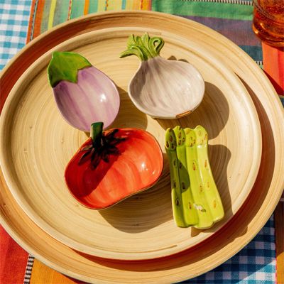 Painted Stoneware Veggie Mini Dish Set of 4