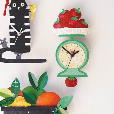 Painted Strawberries Kitchen Scale Wall Clock