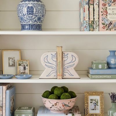 Painted Terracotta Flower Vase Bookends