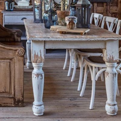 Painted Wood Distressed Farm Table