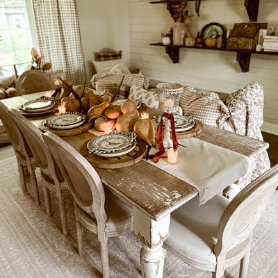 Painted Wood Distressed Farm Table