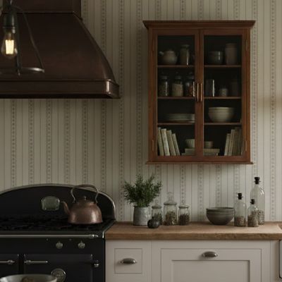 Painted Wood Slat Wall Display Cabinet