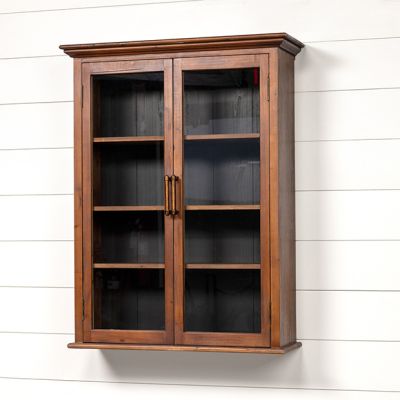 Painted Wood Slat Wall Display Cabinet