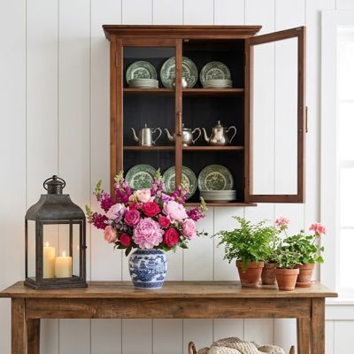 Painted Wood Slat Wall Display Cabinet