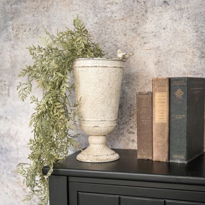 Pair Of Birds Aged Metal Vase