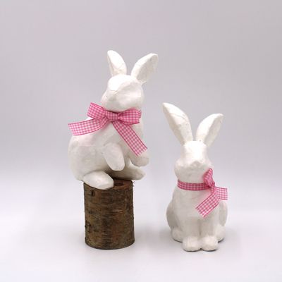 Paper Mache Bunny Set of 2