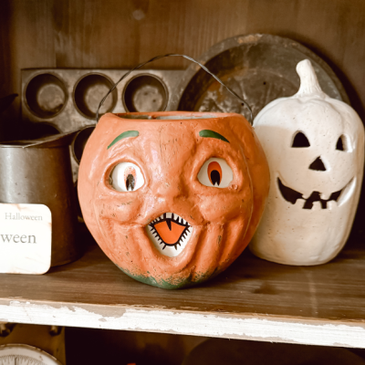 Paper Mache Orange Pumpkin Choir Boy 5 Inch