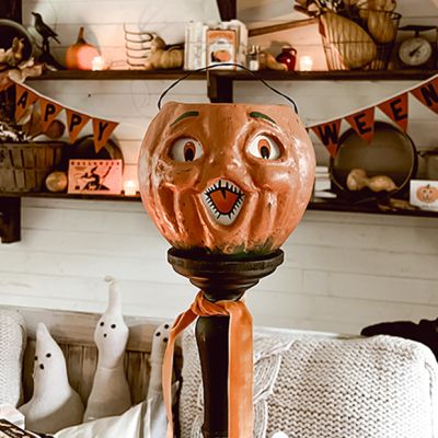 Paper Mache Orange Pumpkin Choir Boy 5 Inch