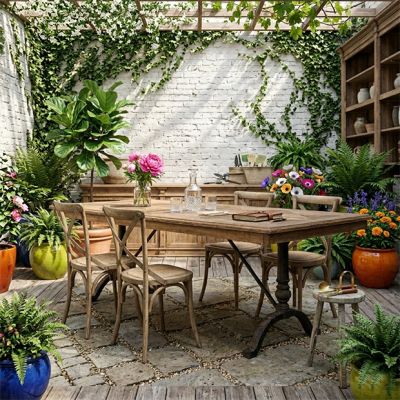 Parquet Top Reclaimed Oak Dining Table