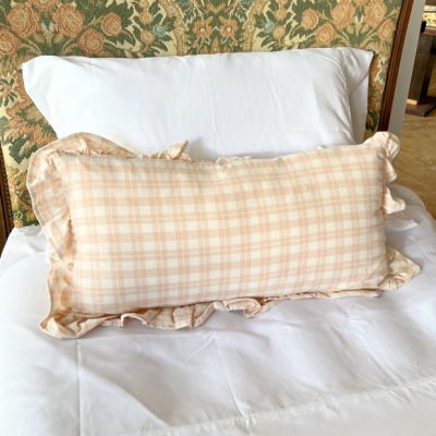 Pastel Plaid Ruffled Lumbar Pillow