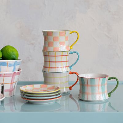 Pastel Plaids Mug Set of 4