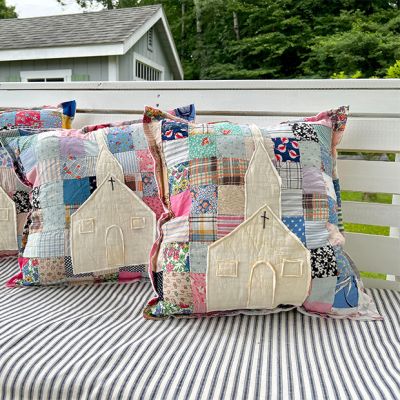 Patchwork Church Accent Pillow