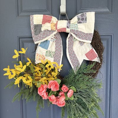 Patchwork Porch Quilted Wreath Bow