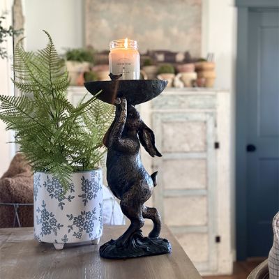 Patina Finish Rabbit Bird Bath