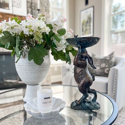 Patina Finish Rabbit Bird Bath