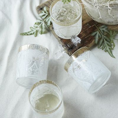 Patina Vie 18K White Gem Cocktail Glass by Antique Farm House Set of 4