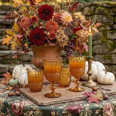 Patina Vie French Colored Amber Glass Set of 6 by Antique Farm House