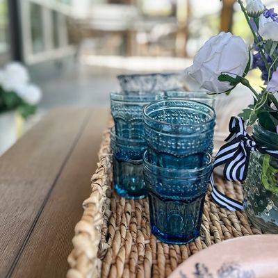 Patina Vie French Colored Remis Blue Tumbler Set of 6 by Antique Farm House