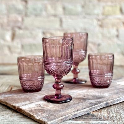 Patina Vie Lyon Plum Glassware by Antique Farmhouse Set of 6