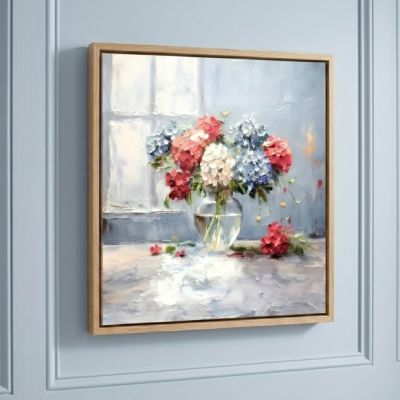 Patriotic Blooms Canvas Printed Square Wall Art