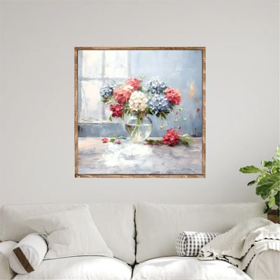 Patriotic Blooms Canvas Printed Square Wall Art