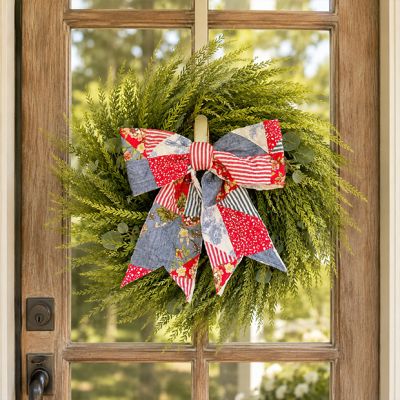 Patriotic Patchwork Wreath Bow