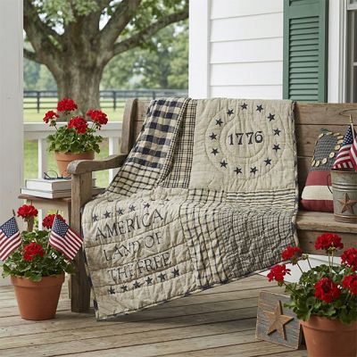 Patriotic Quilted Cotton Lap Throw Blanket