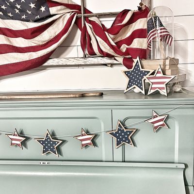 Patriotic Star Wood Banner