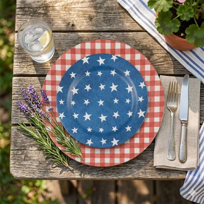 Patriotic Stars Blue Dinner Plate Set of 4