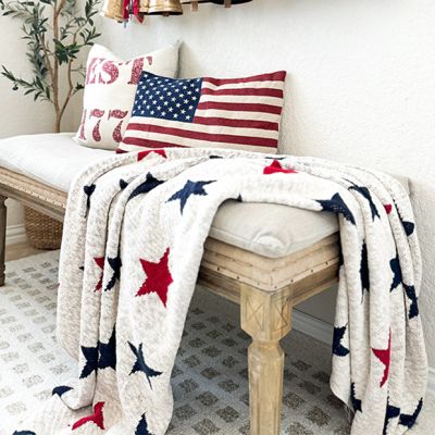 Patriotic Stars Fringed Throw Blanket