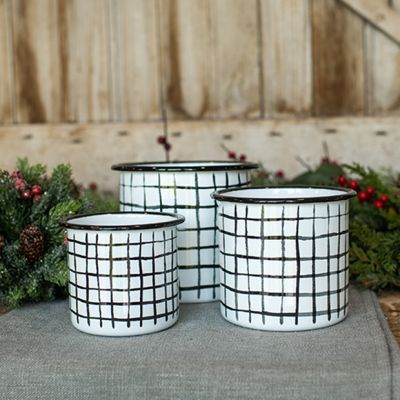 Patterned Enamel Pots Set of 3